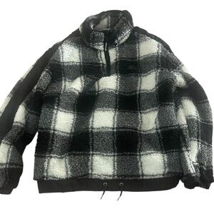 Limited Too Black and White Checkered Half Zip Fleece Pullover - NWT!